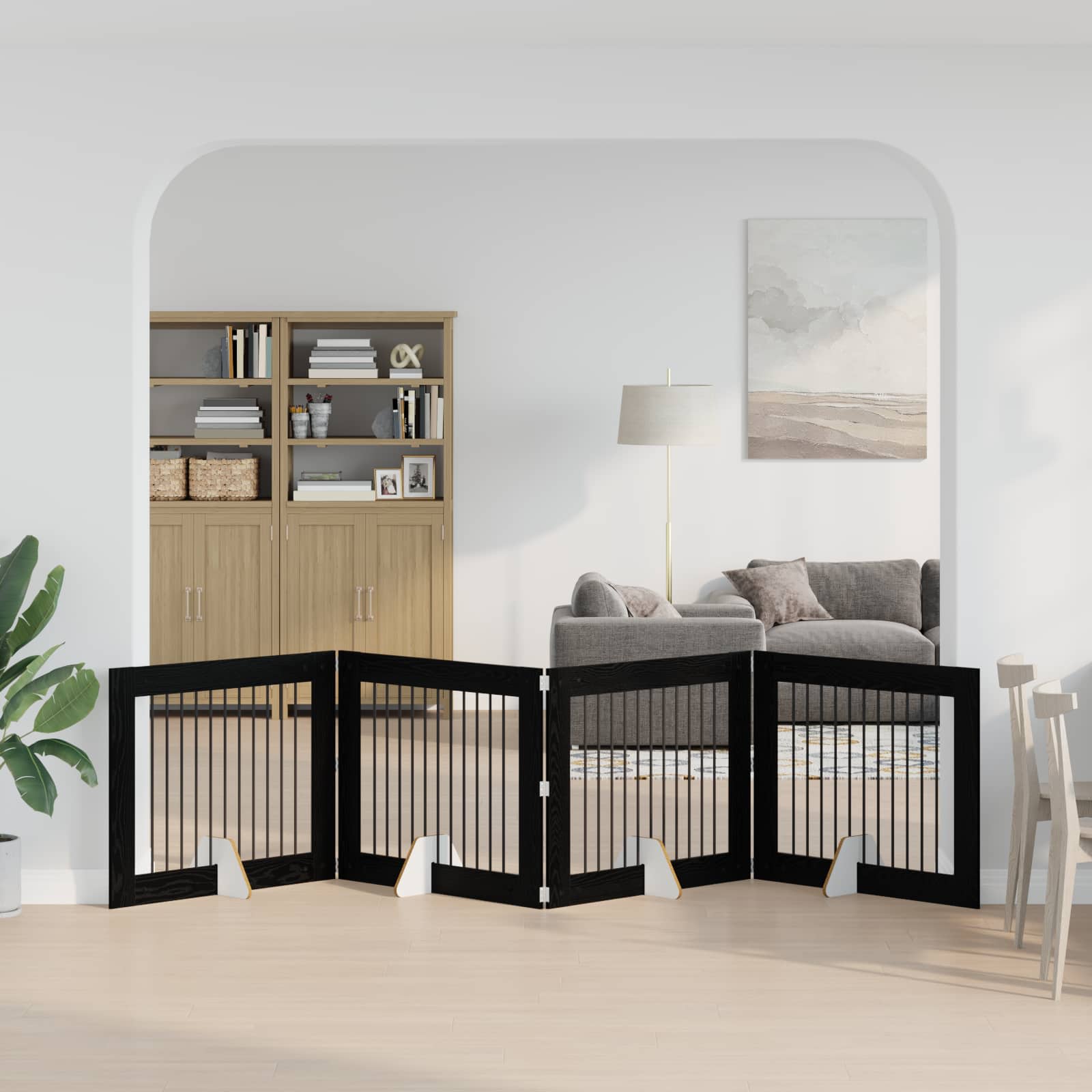 Vrata za pse s postoljem 4 pcs Crni hrast 100 x 80 cm
