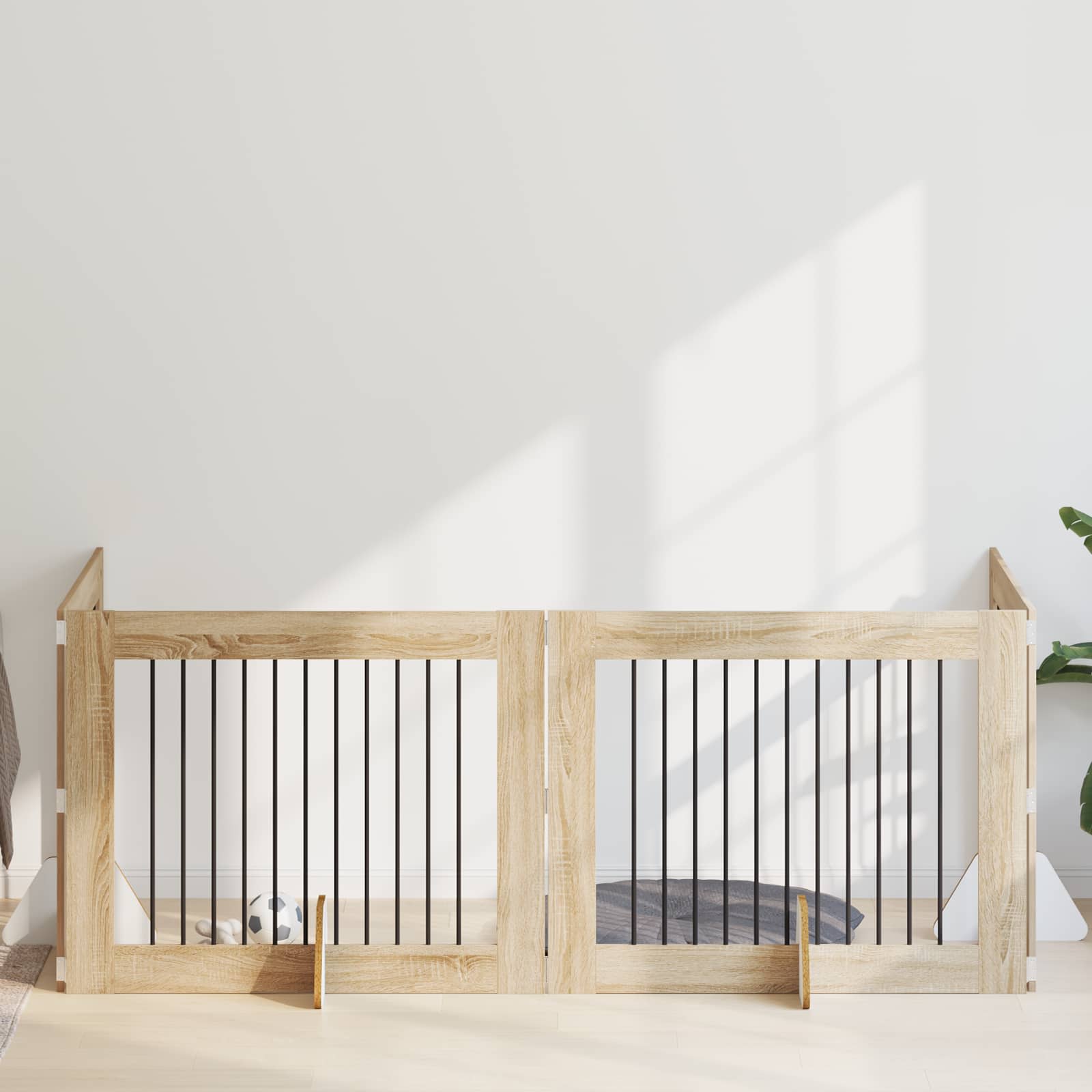 Vrata za pse s postoljem 4 pcs Hrast sonoma 100 x 80 cm