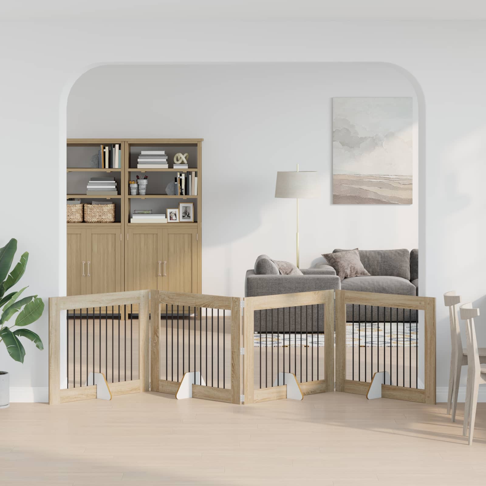 Vrata za pse s postoljem 4 pcs Hrast sonoma 100 x 80 cm