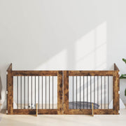 Vrata za pse s postoljem 4 pcs Dimljeni hrast 100 x 80 cm