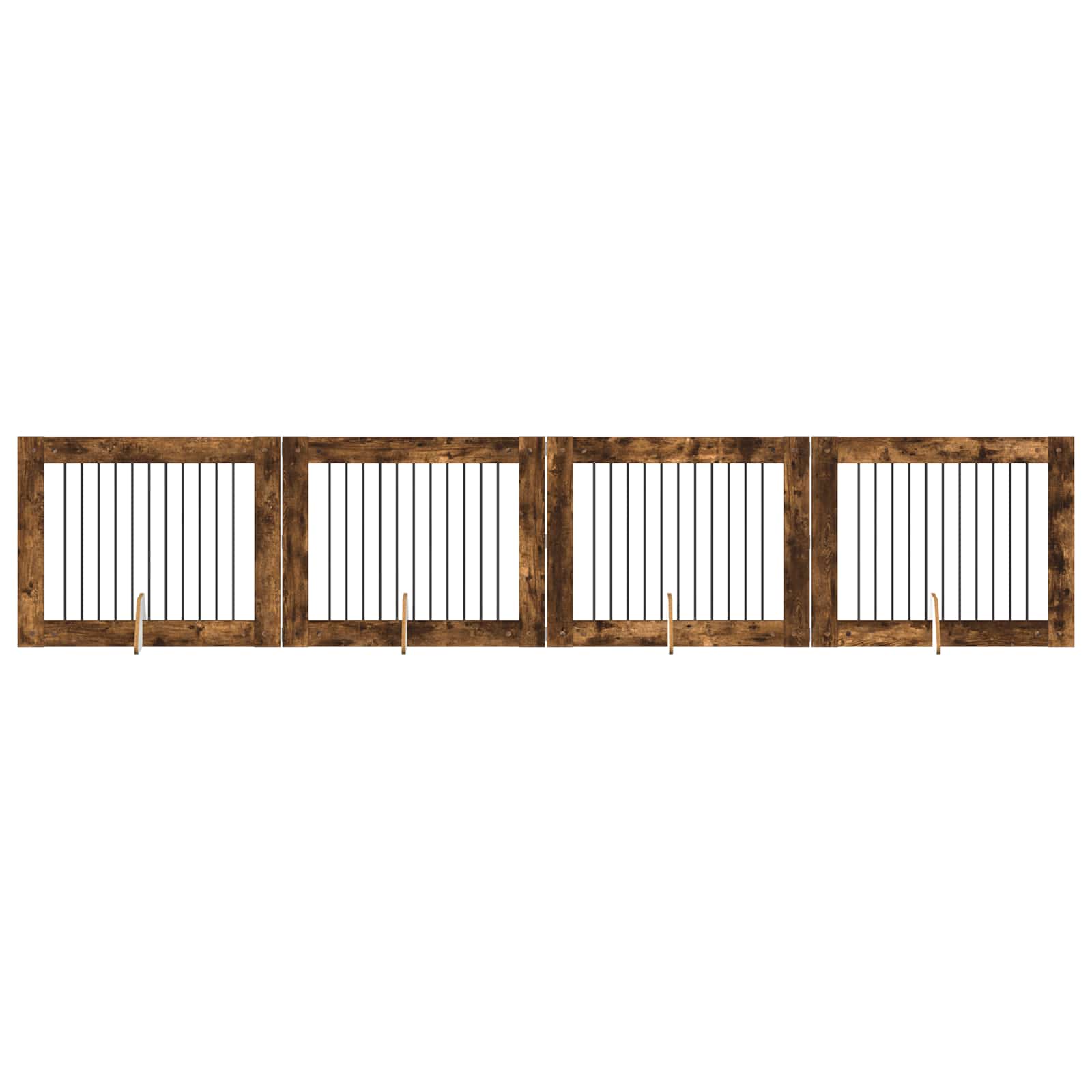 Vrata za pse s postoljem 4 pcs Dimljeni hrast 100 x 80 cm