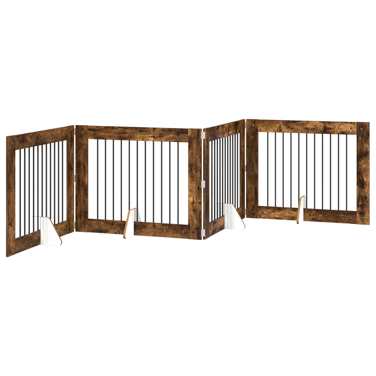Vrata za pse s postoljem 4 pcs Dimljeni hrast 100 x 80 cm