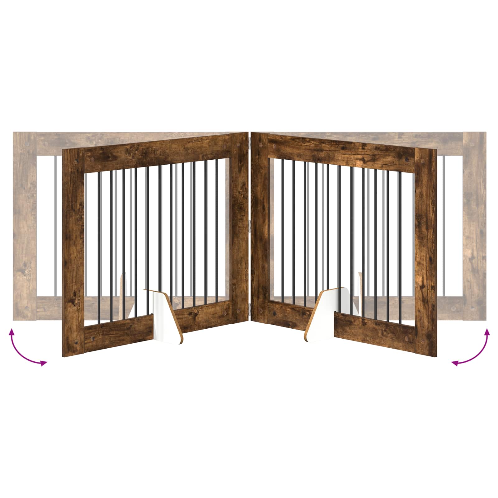 Vrata za pse s postoljem 4 pcs Dimljeni hrast 100 x 80 cm