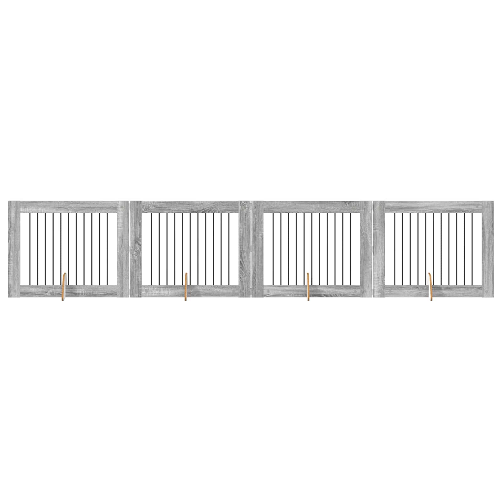 Vrata za pse s postoljem 4 pcs Siva sonoma 100 x 80 cm