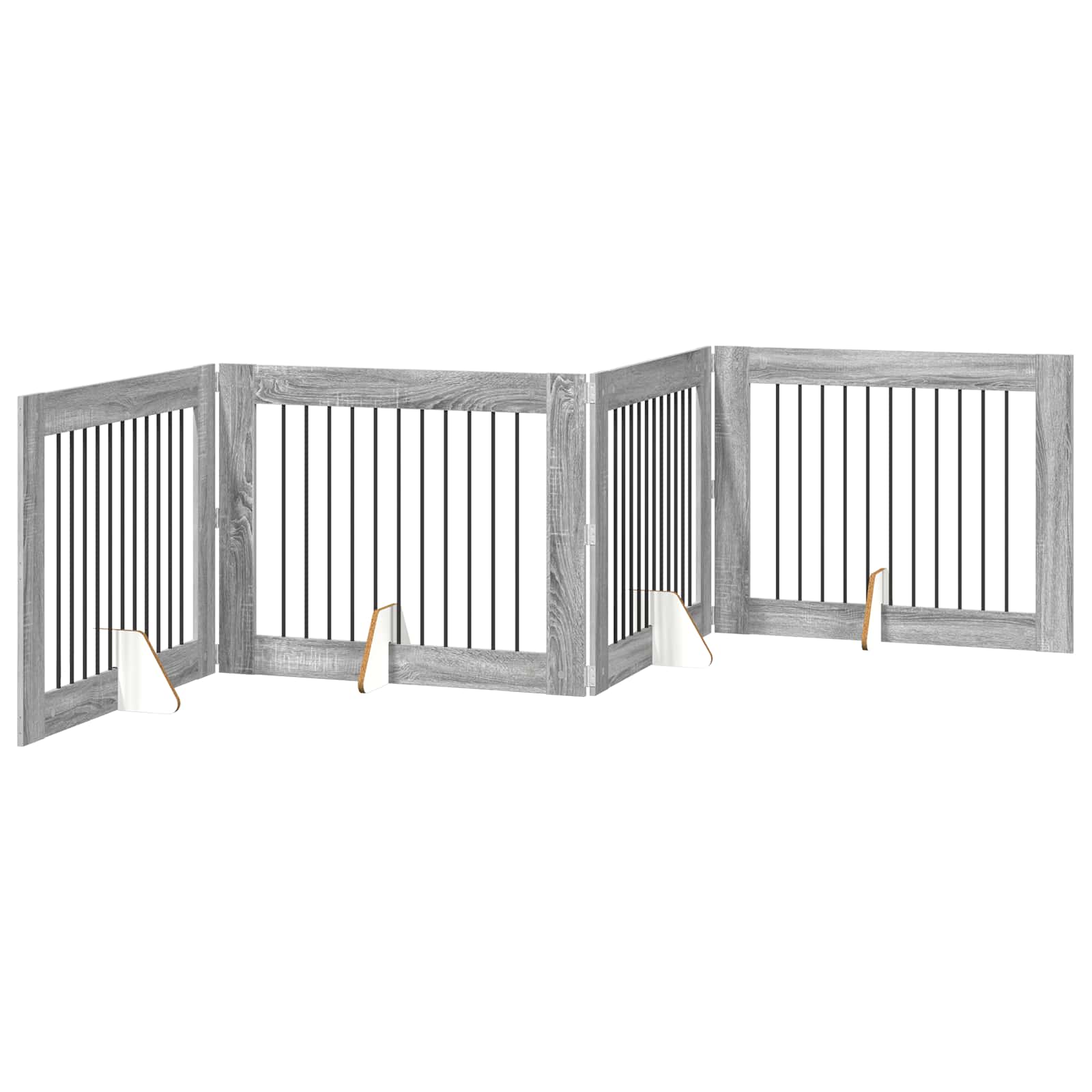 Vrata za pse s postoljem 4 pcs Siva sonoma 100 x 80 cm