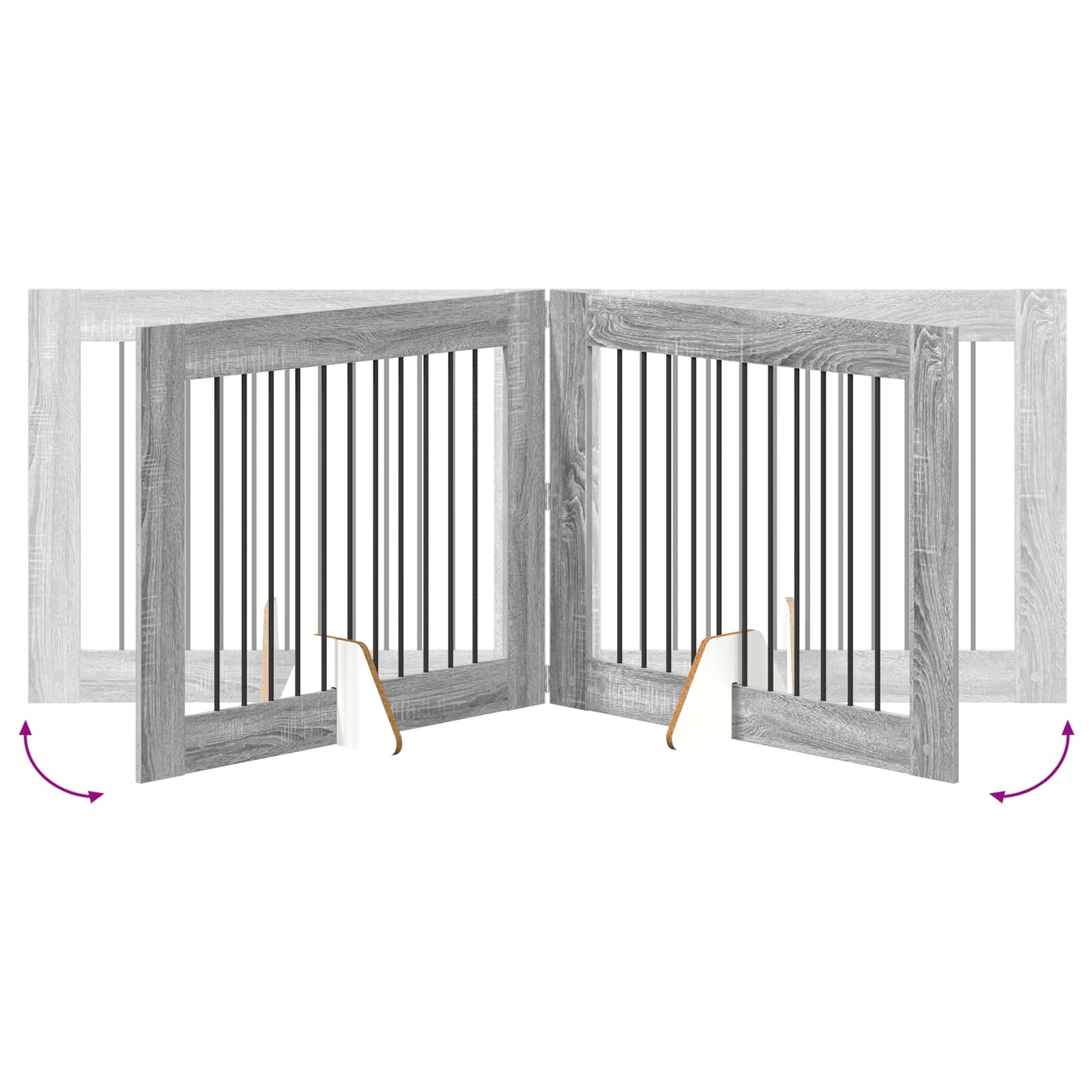 Vrata za pse s postoljem 4 pcs Siva sonoma 100 x 80 cm