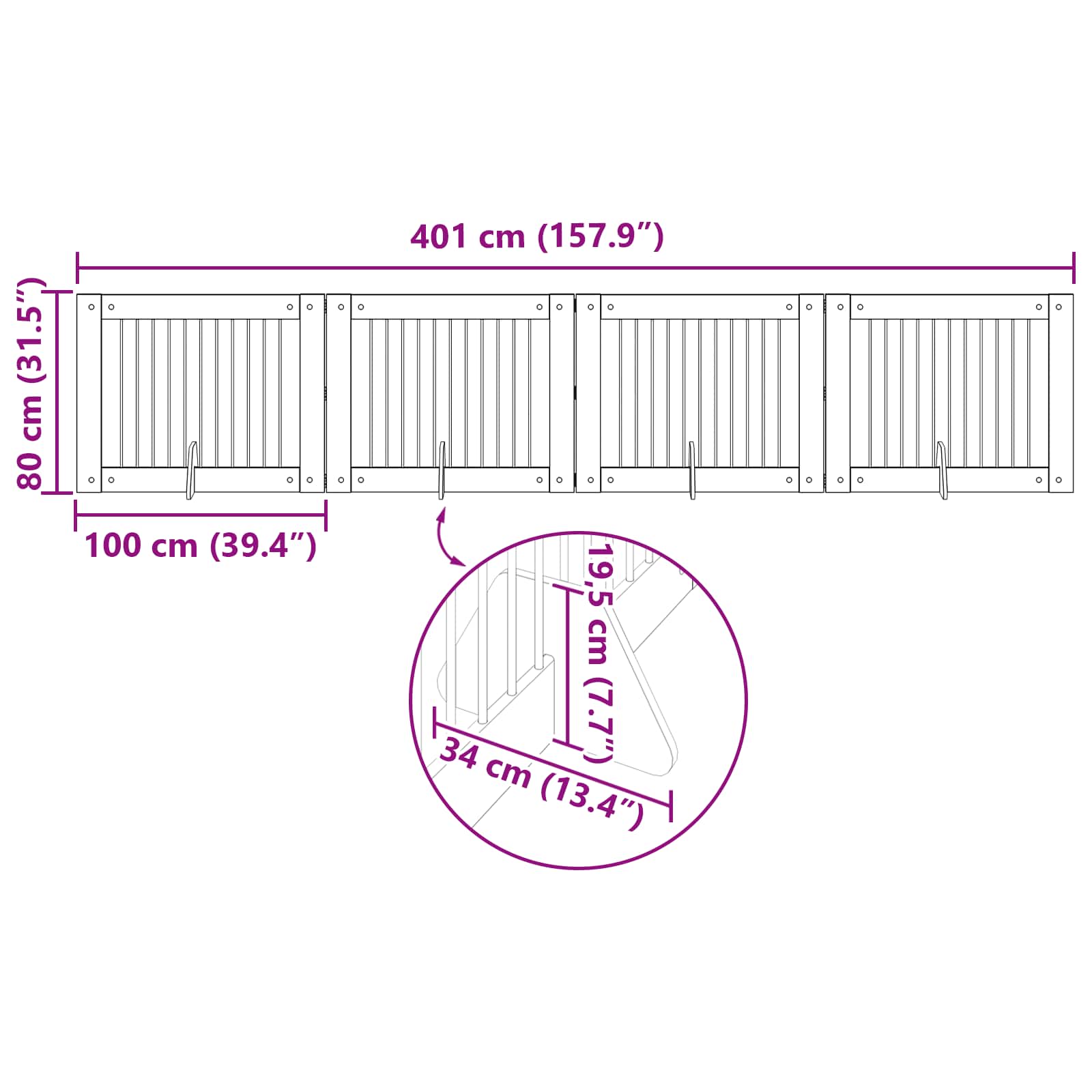 Vrata za pse s postoljem 4 pcs Siva sonoma 100 x 80 cm