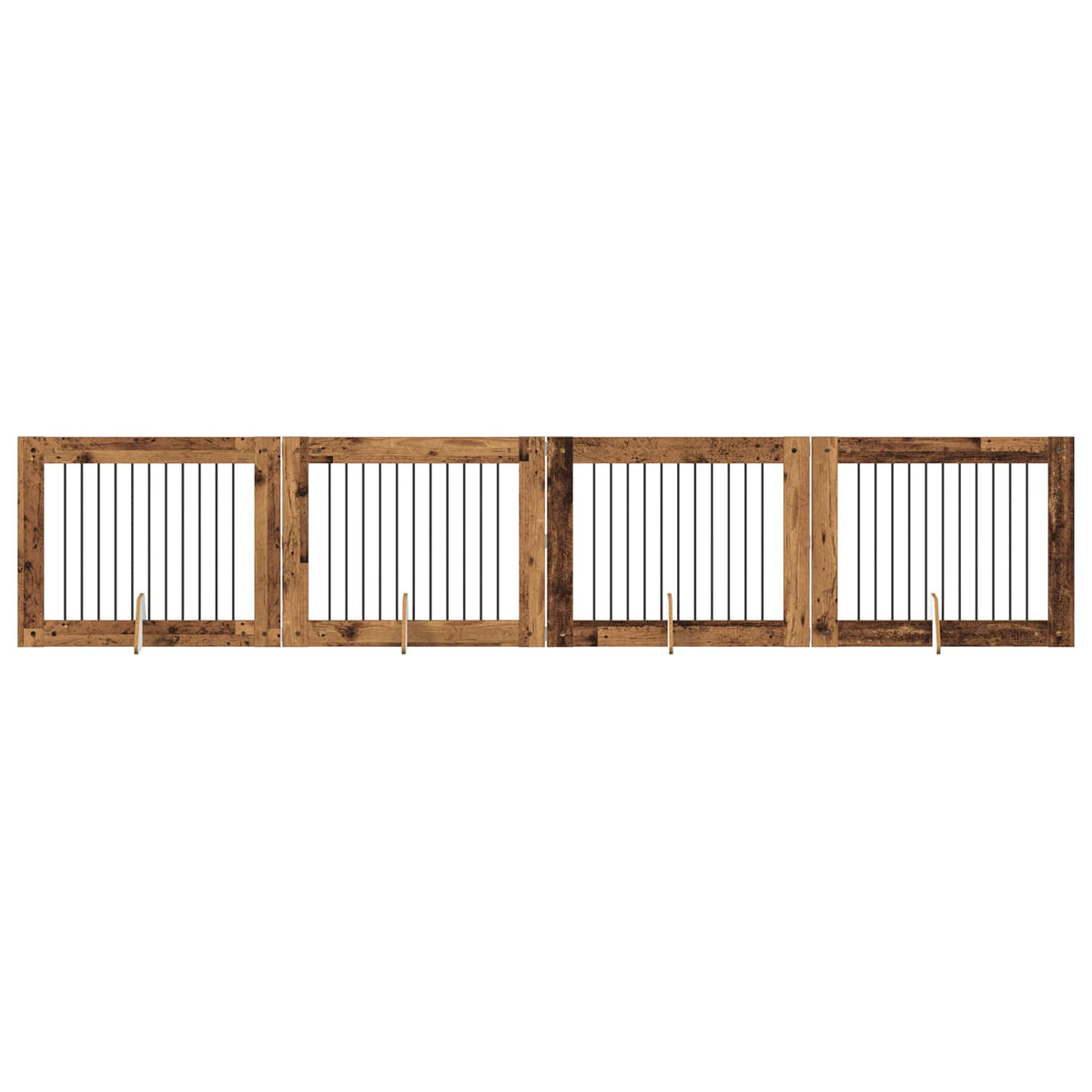 Vrata za pse s postoljem 4 pcs Staro drvo 100 x 80 cm