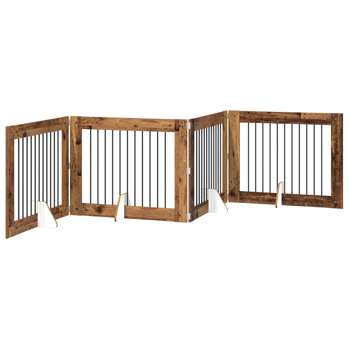 Vrata za pse s postoljem 4 pcs Staro drvo 100 x 80 cm