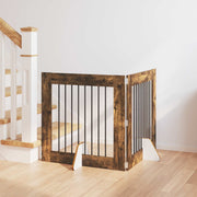 Vrata za pse s postoljem 2 pcs Dimljeni hrast 80 x 80 cm