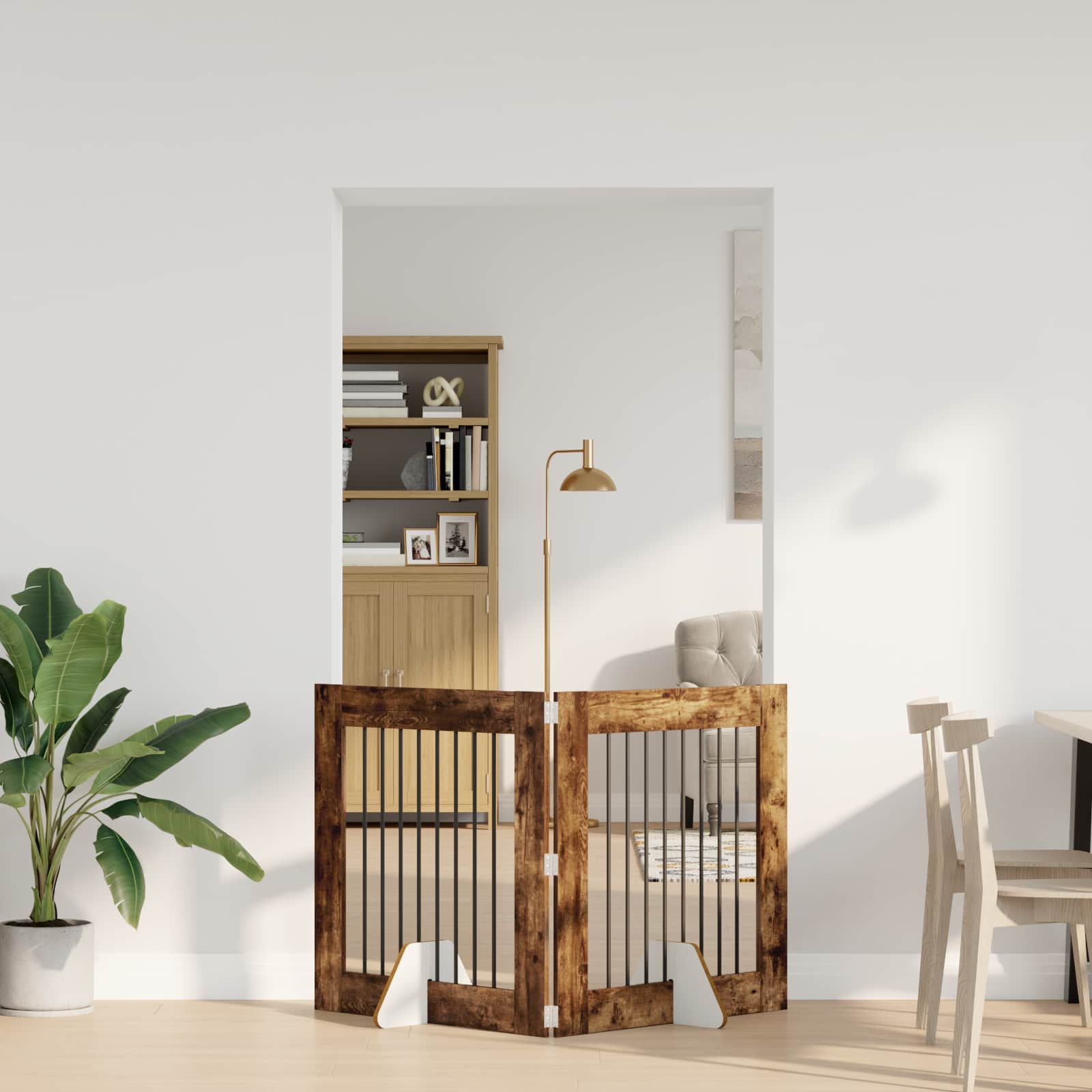 Vrata za pse s postoljem 2 pcs Dimljeni hrast 80 x 80 cm