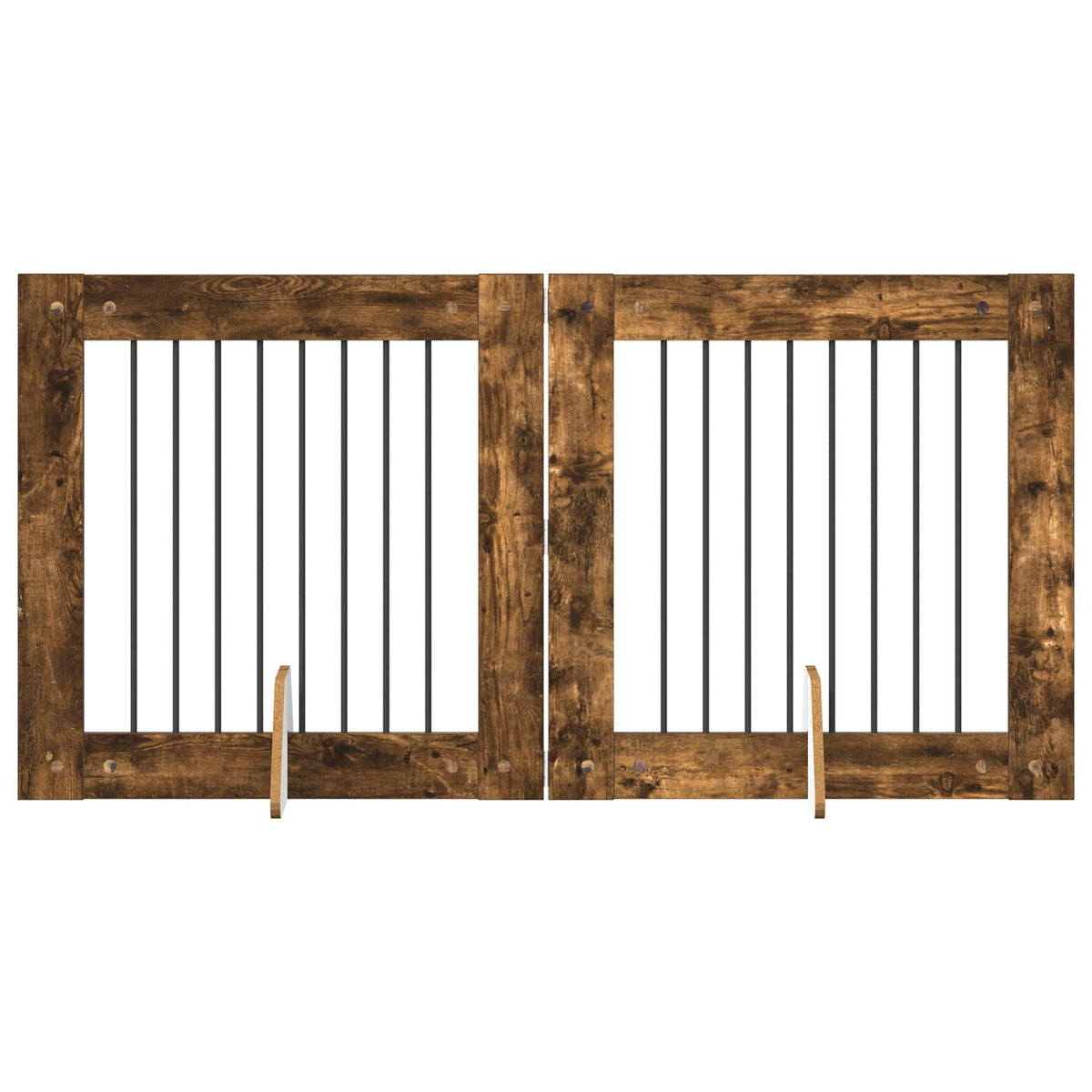 Vrata za pse s postoljem 2 pcs Dimljeni hrast 80 x 80 cm