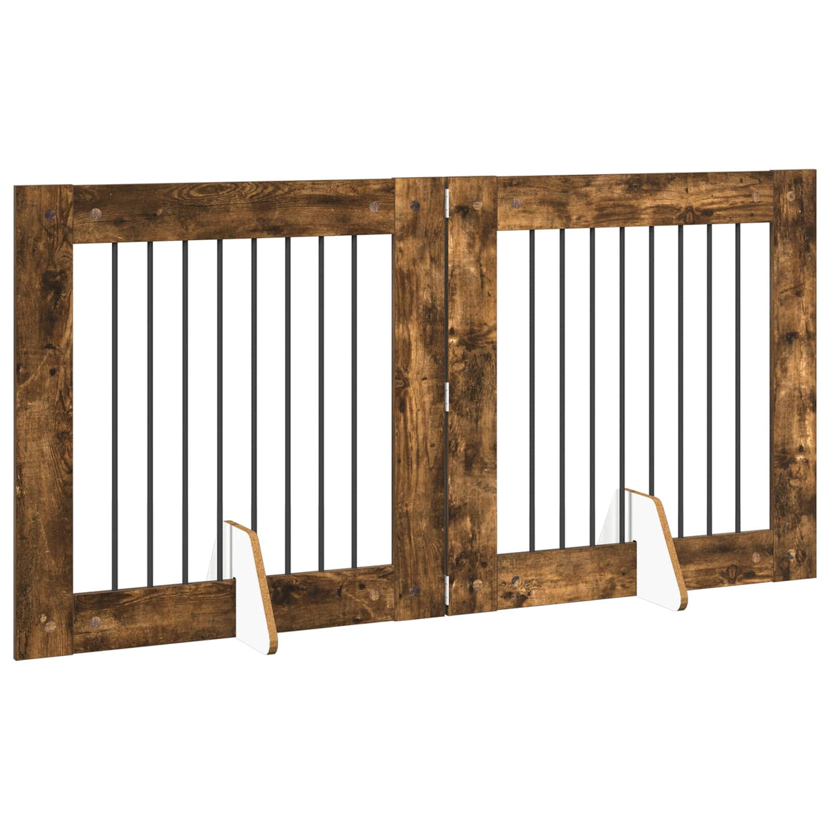 Vrata za pse s postoljem 2 pcs Dimljeni hrast 80 x 80 cm