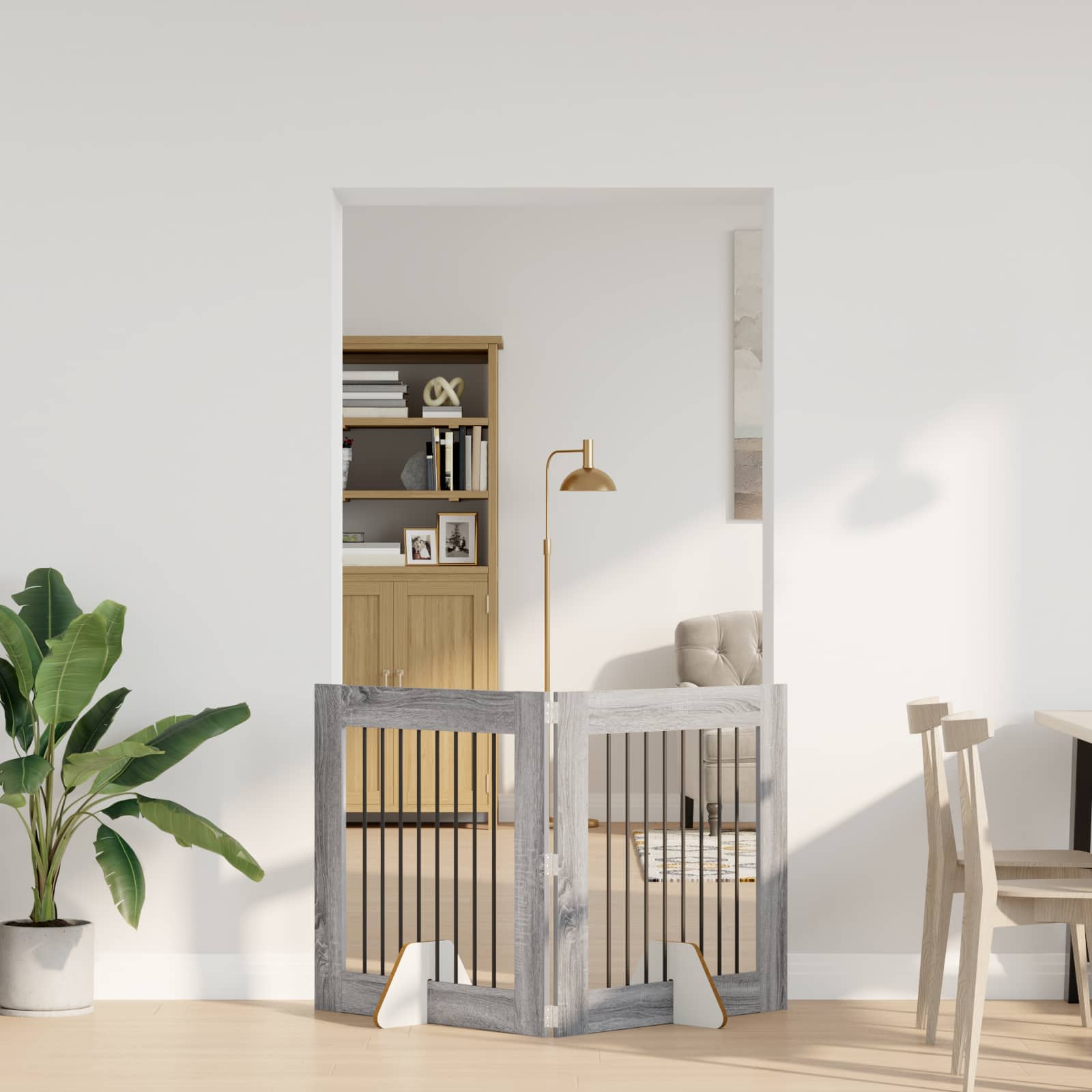 Vrata za pse s postoljem 2 pcs Siva sonoma 80 x 80 cm