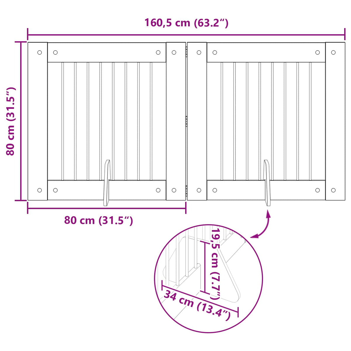 Vrata za pse s postoljem 2 pcs Siva sonoma 80 x 80 cm