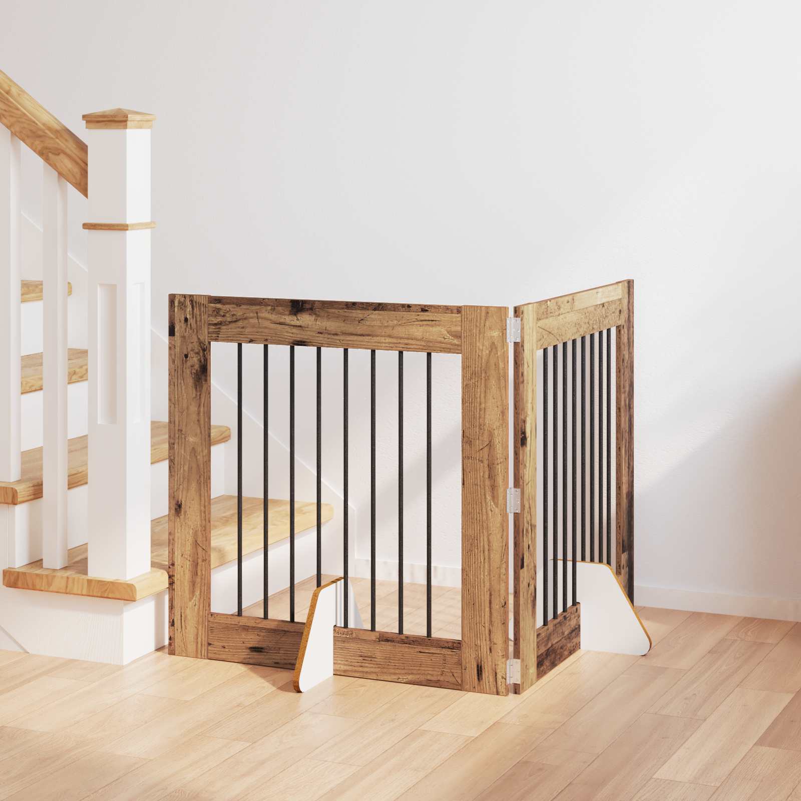 Vrata za pse s postoljem 2 pcs Staro drvo 80 x 80 cm