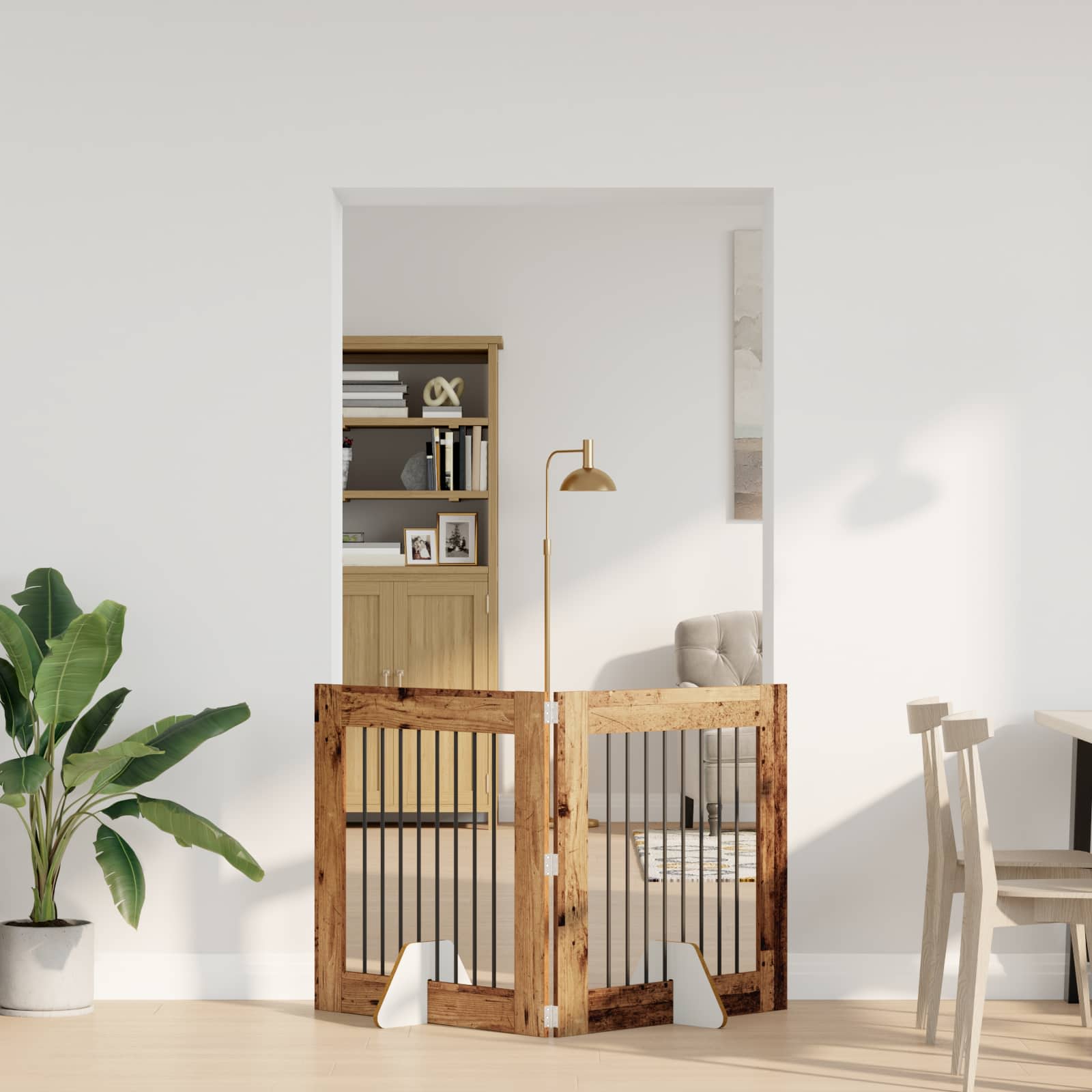 Vrata za pse s postoljem 2 pcs Staro drvo 80 x 80 cm