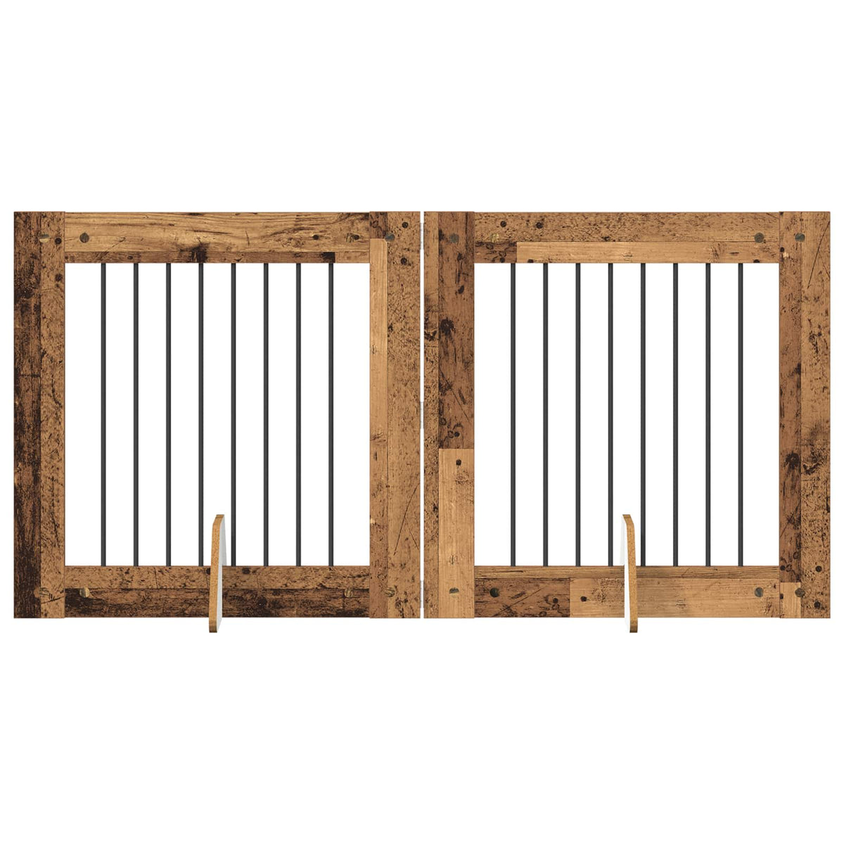Vrata za pse s postoljem 2 pcs Staro drvo 80 x 80 cm