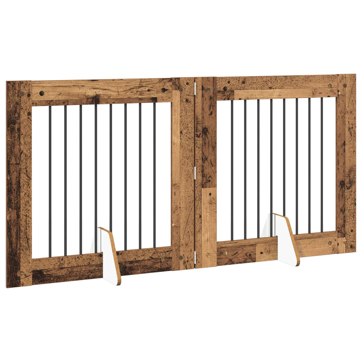 Vrata za pse s postoljem 2 pcs Staro drvo 80 x 80 cm
