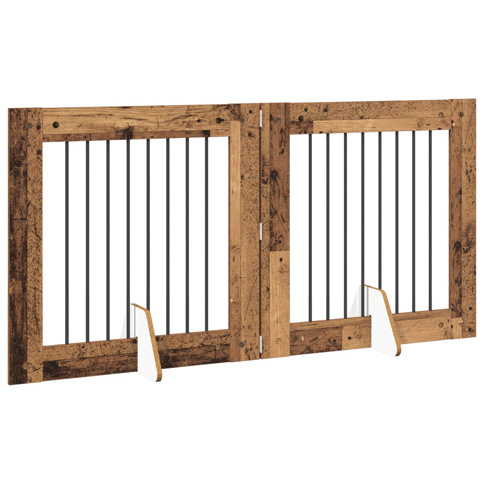 Vrata za pse s postoljem 2 pcs Staro drvo 80 x 80 cm