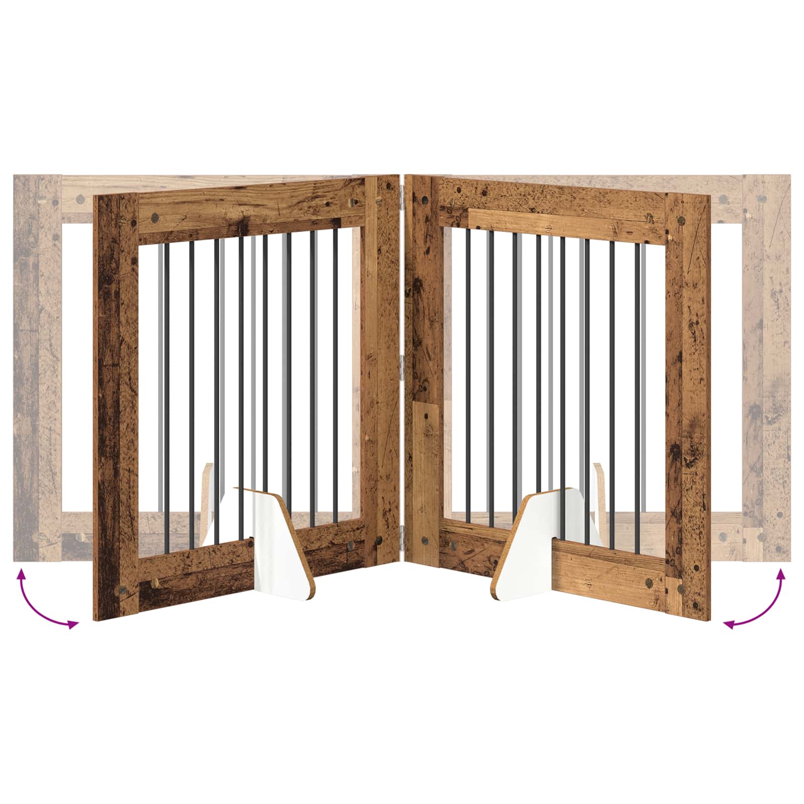 Vrata za pse s postoljem 2 pcs Staro drvo 80 x 80 cm