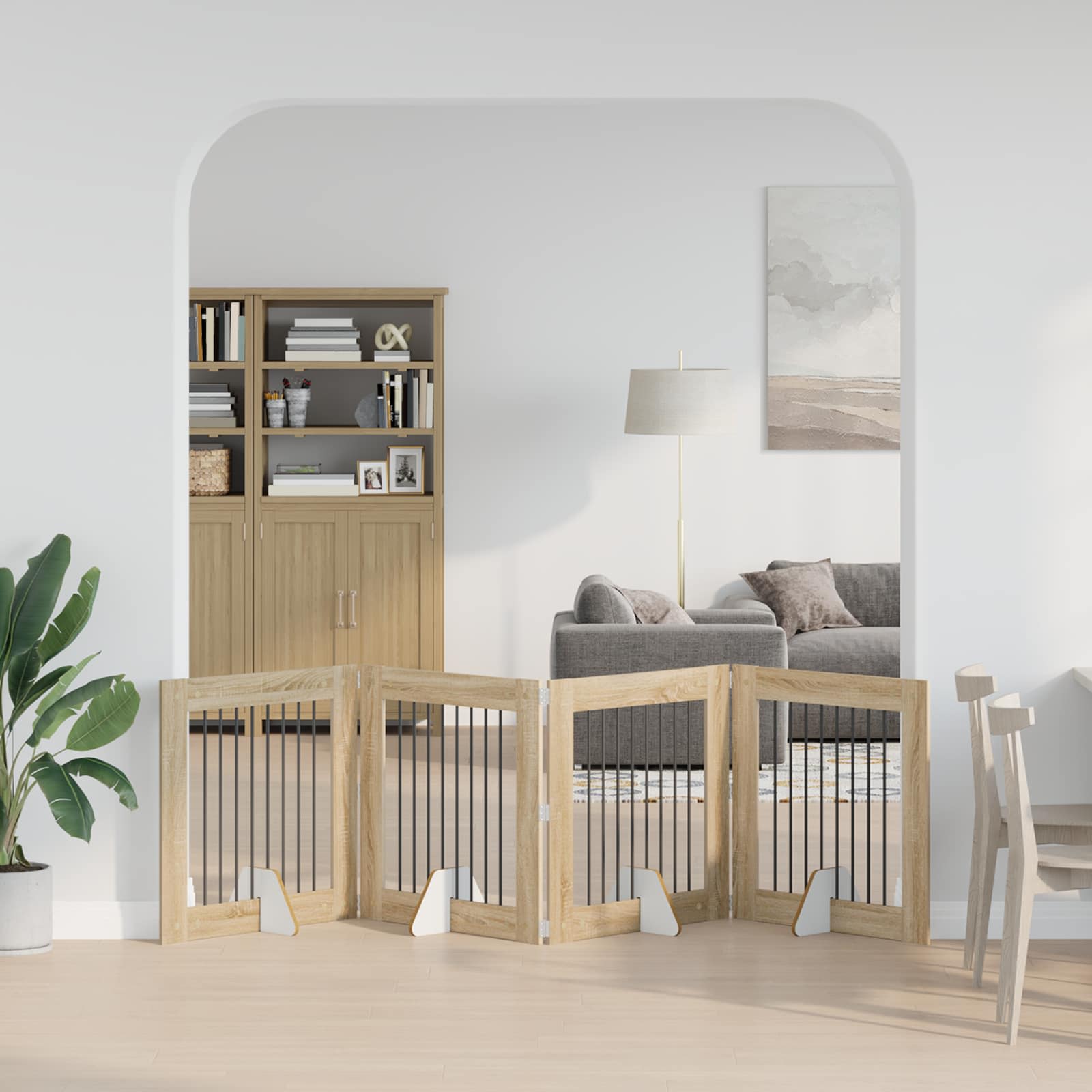 Vrata za pse s postoljem 4 pcs Hrast sonoma 80 x 80 cm