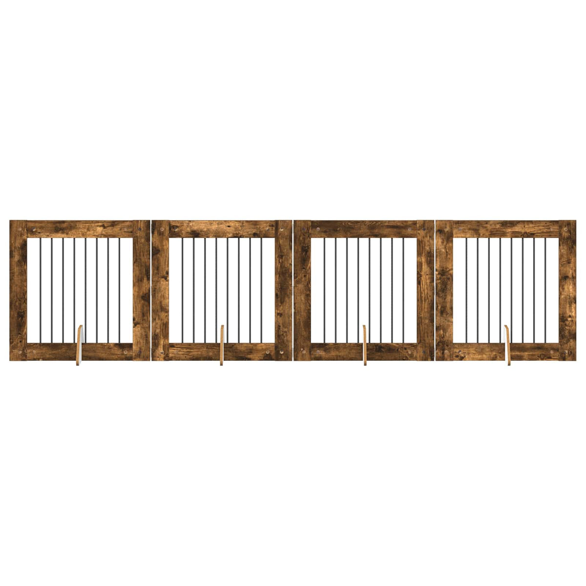 Vrata za pse s postoljem 4 pcs Dimljeni hrast 80 x 80 cm