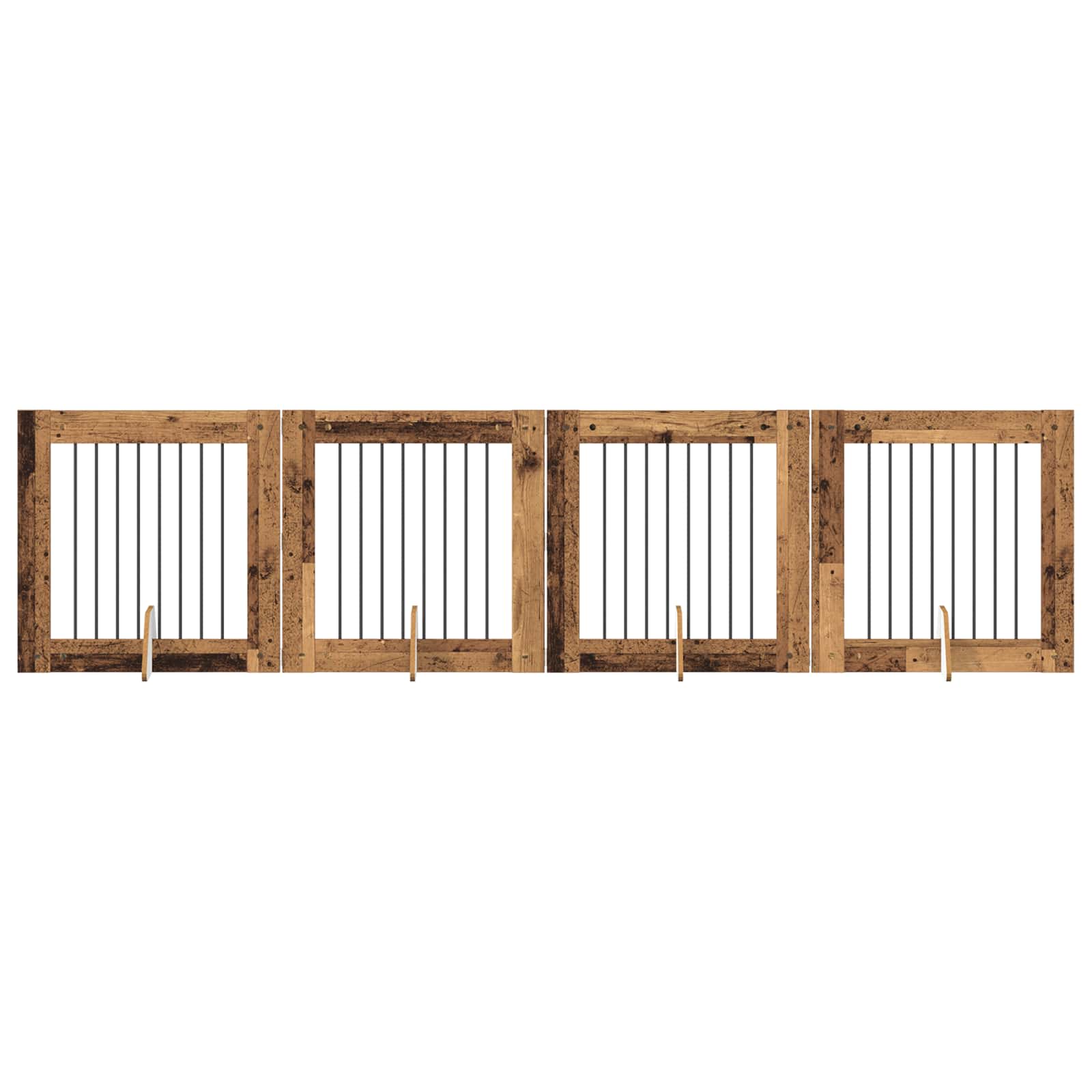 Vrata za pse s postoljem 4 pcs Staro drvo 80 x 80 cm