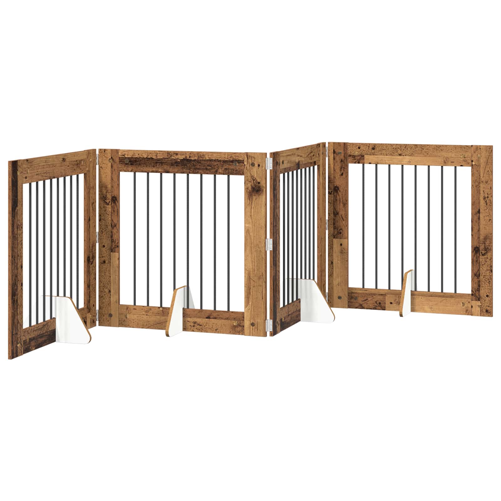Vrata za pse s postoljem 4 pcs Staro drvo 80 x 80 cm