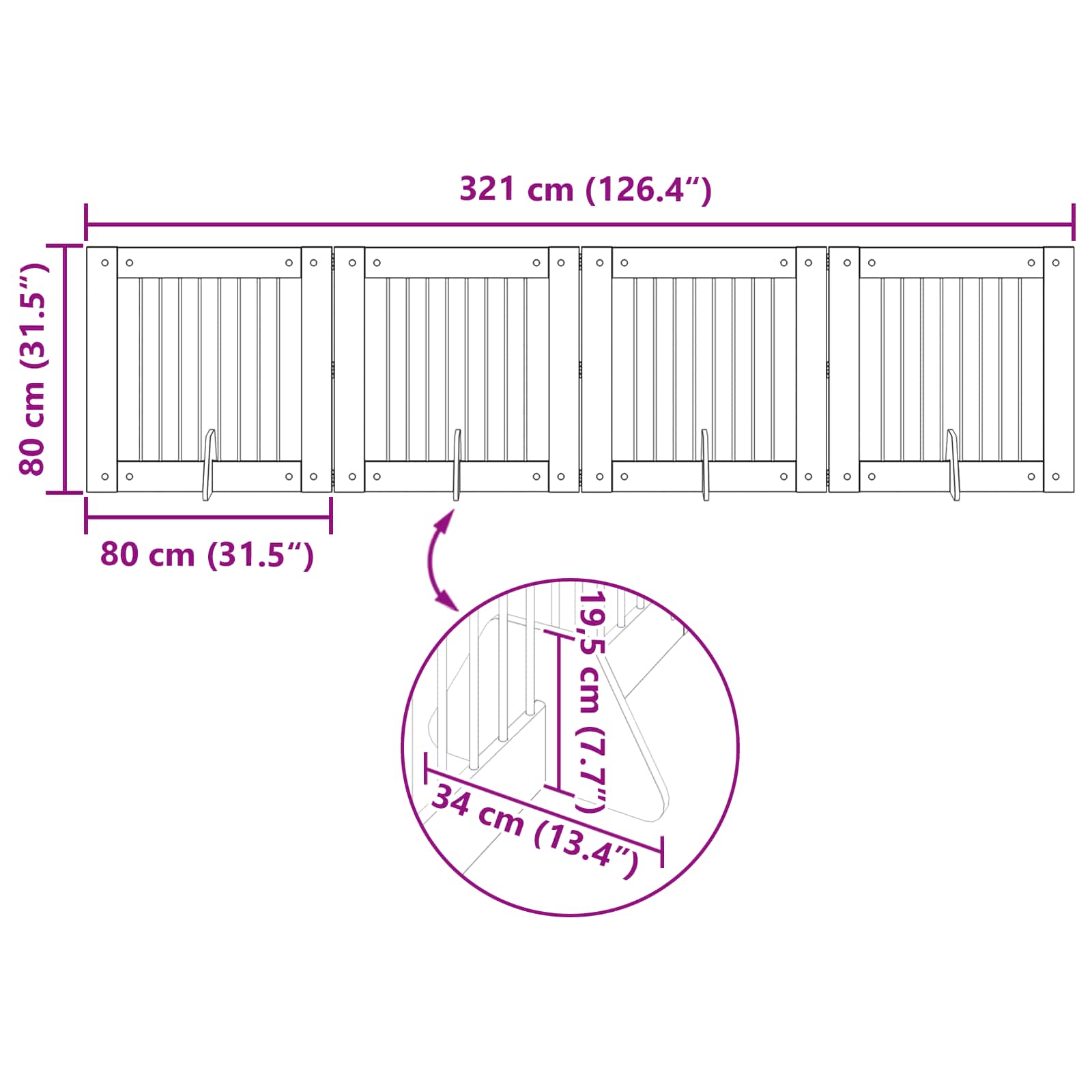 Vrata za pse s postoljem 4 pcs Staro drvo 80 x 80 cm