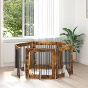 Vrata za pse s postoljem 6 pcs Dimljeni hrast 80 x 80 cm
