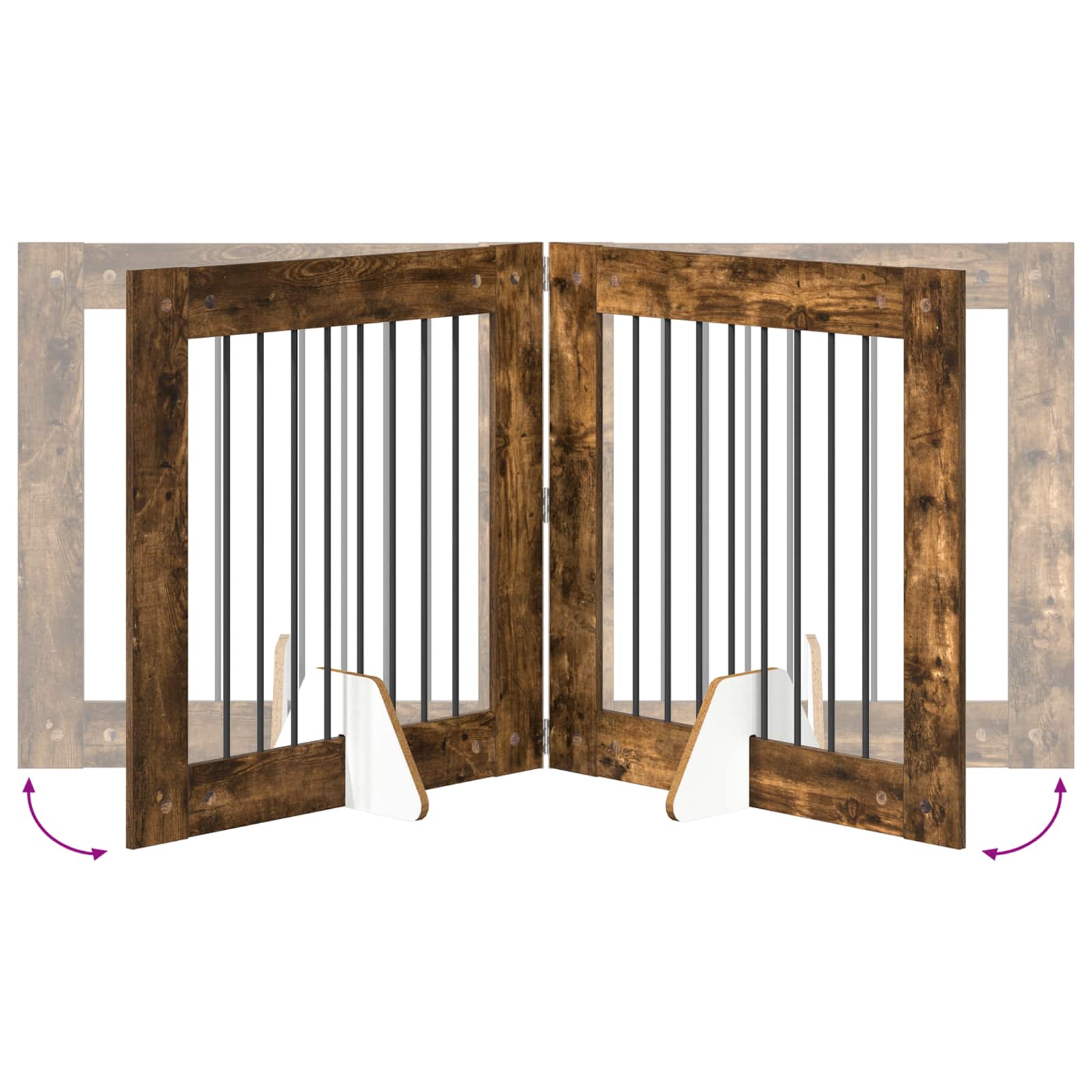Vrata za pse s postoljem 6 pcs Dimljeni hrast 80 x 80 cm