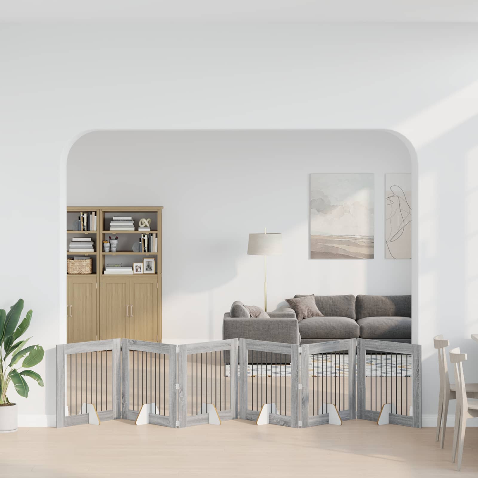 Vrata za pse s postoljem 6 pcs Siva sonoma 80 x 80 cm