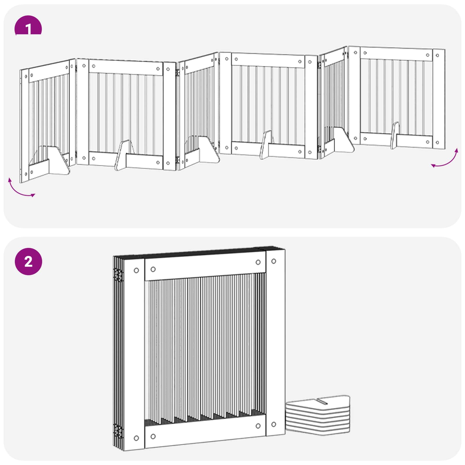 Vrata za pse s postoljem 6 pcs Siva sonoma 80 x 80 cm