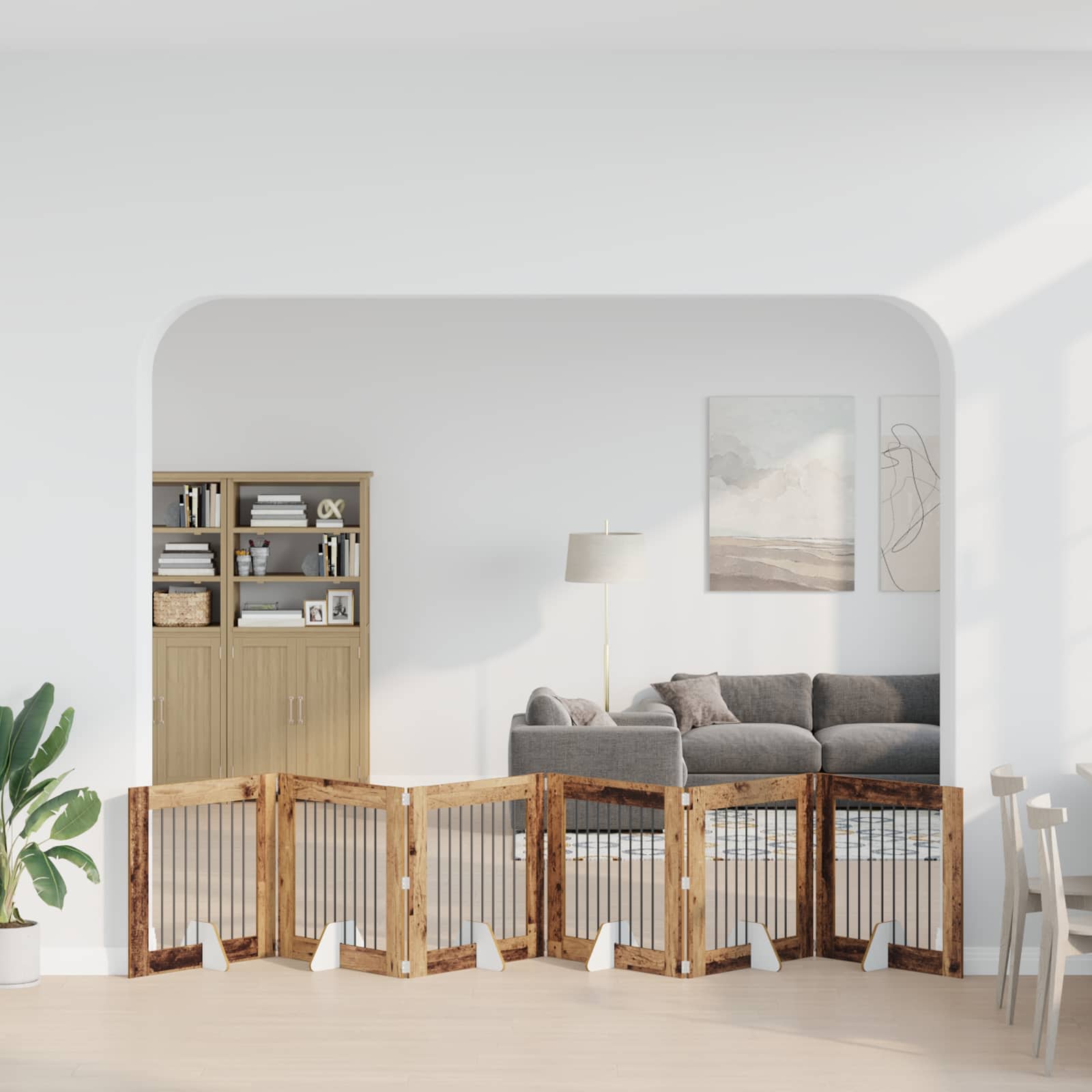 Vrata za pse s postoljem 6 pcs Staro drvo 80 x 80 cm
