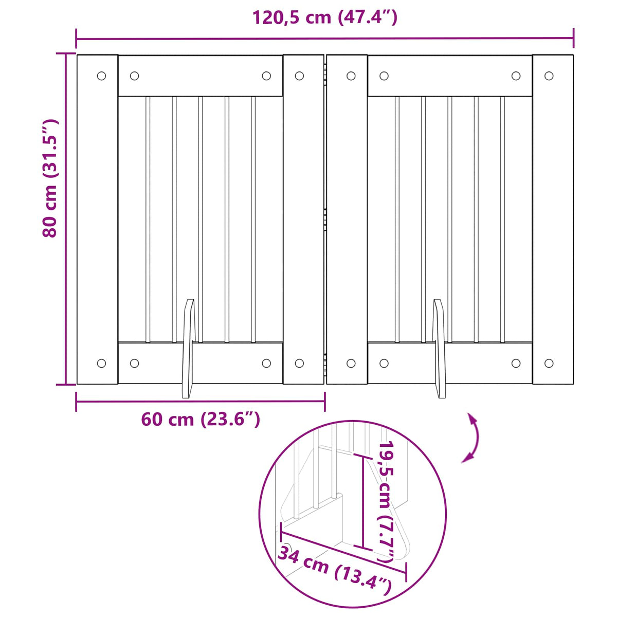 Vrata za pse s postoljem 2 pcs Hrast sonoma 60 x 80 cm