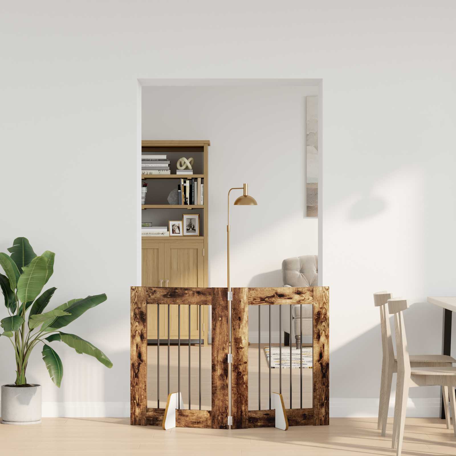Vrata za pse s postoljem 2 pcs Dimljeni hrast 60 x 80 cm