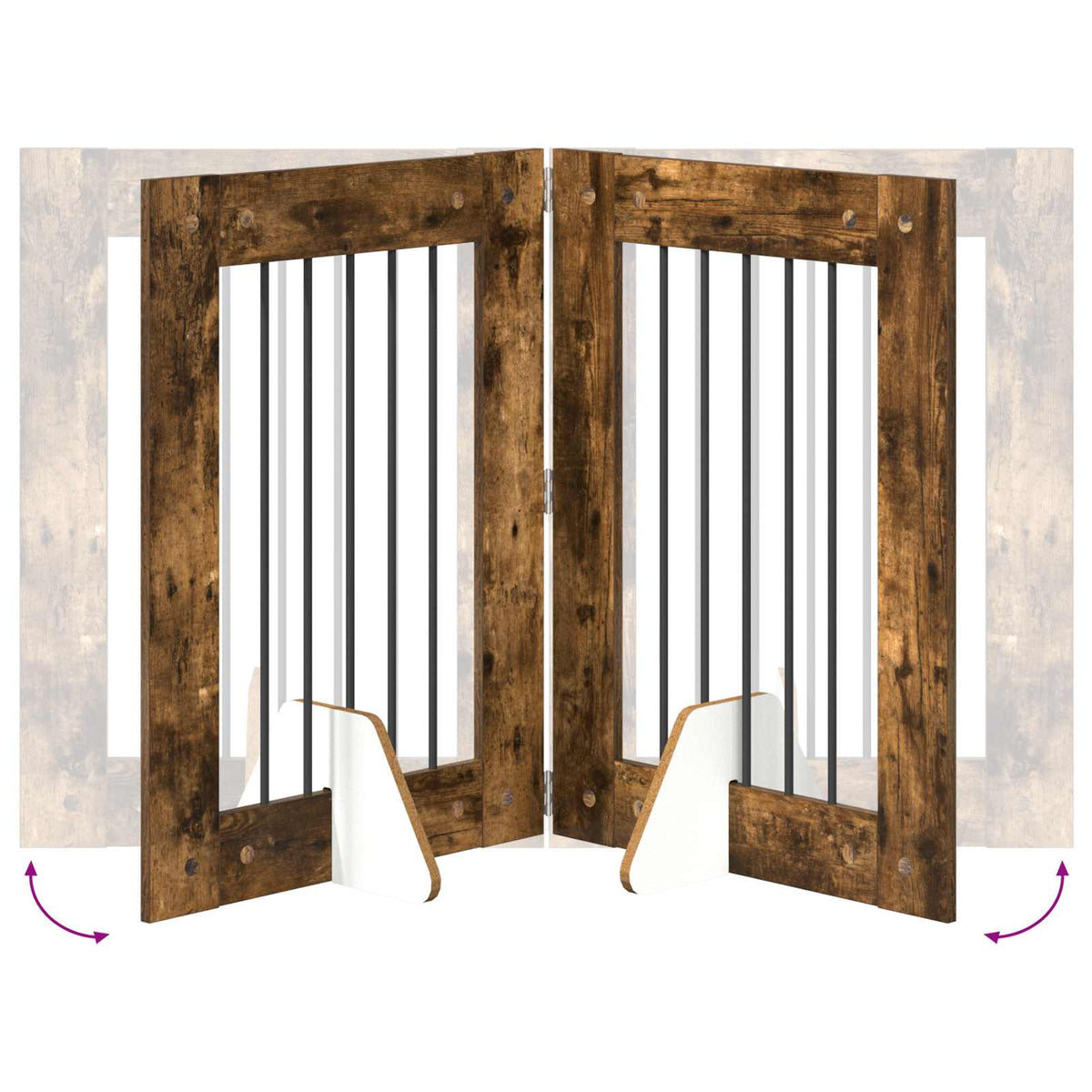 Vrata za pse s postoljem 2 pcs Dimljeni hrast 60 x 80 cm