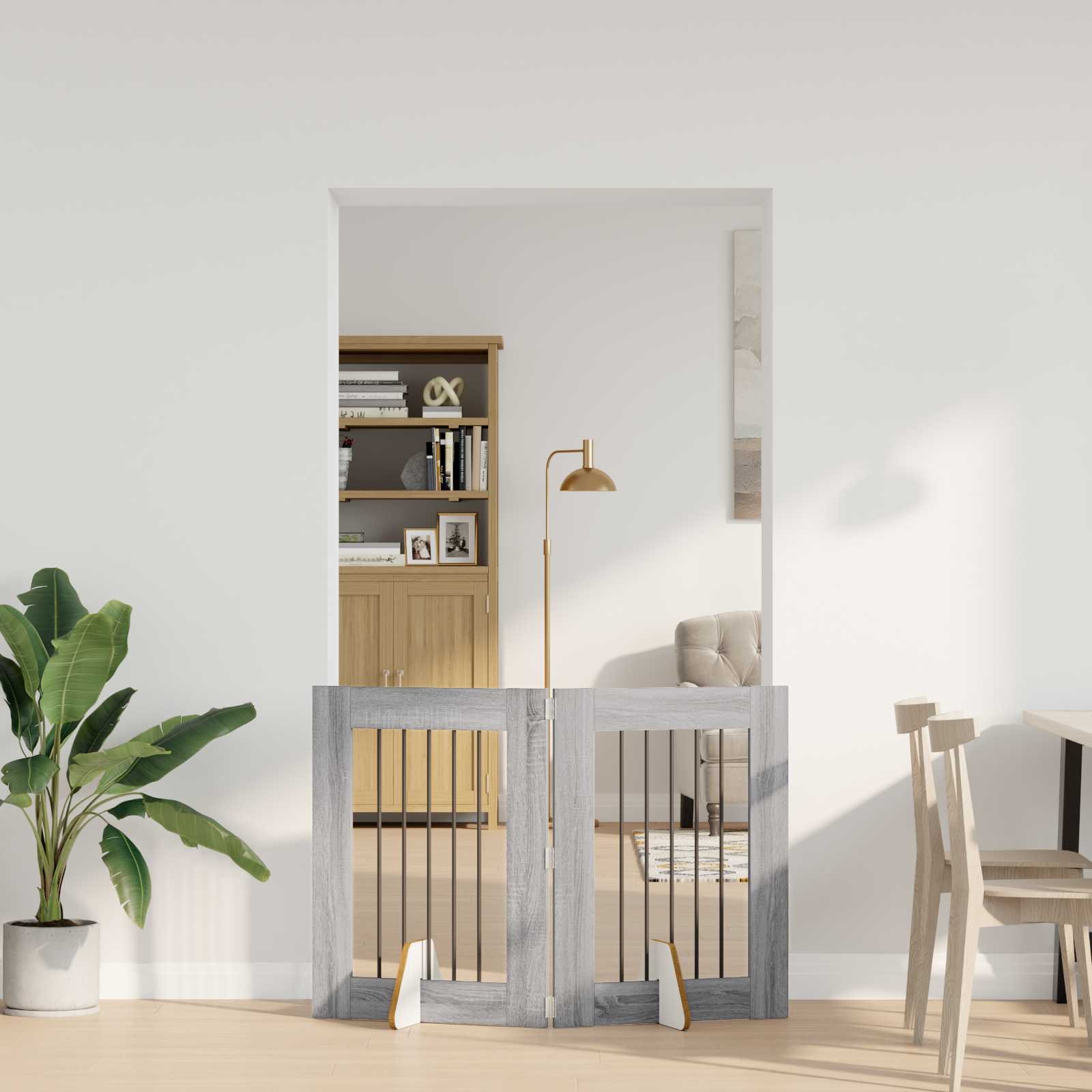 Vrata za pse s postoljem 2 pcs Siva sonoma 60 x 80 cm