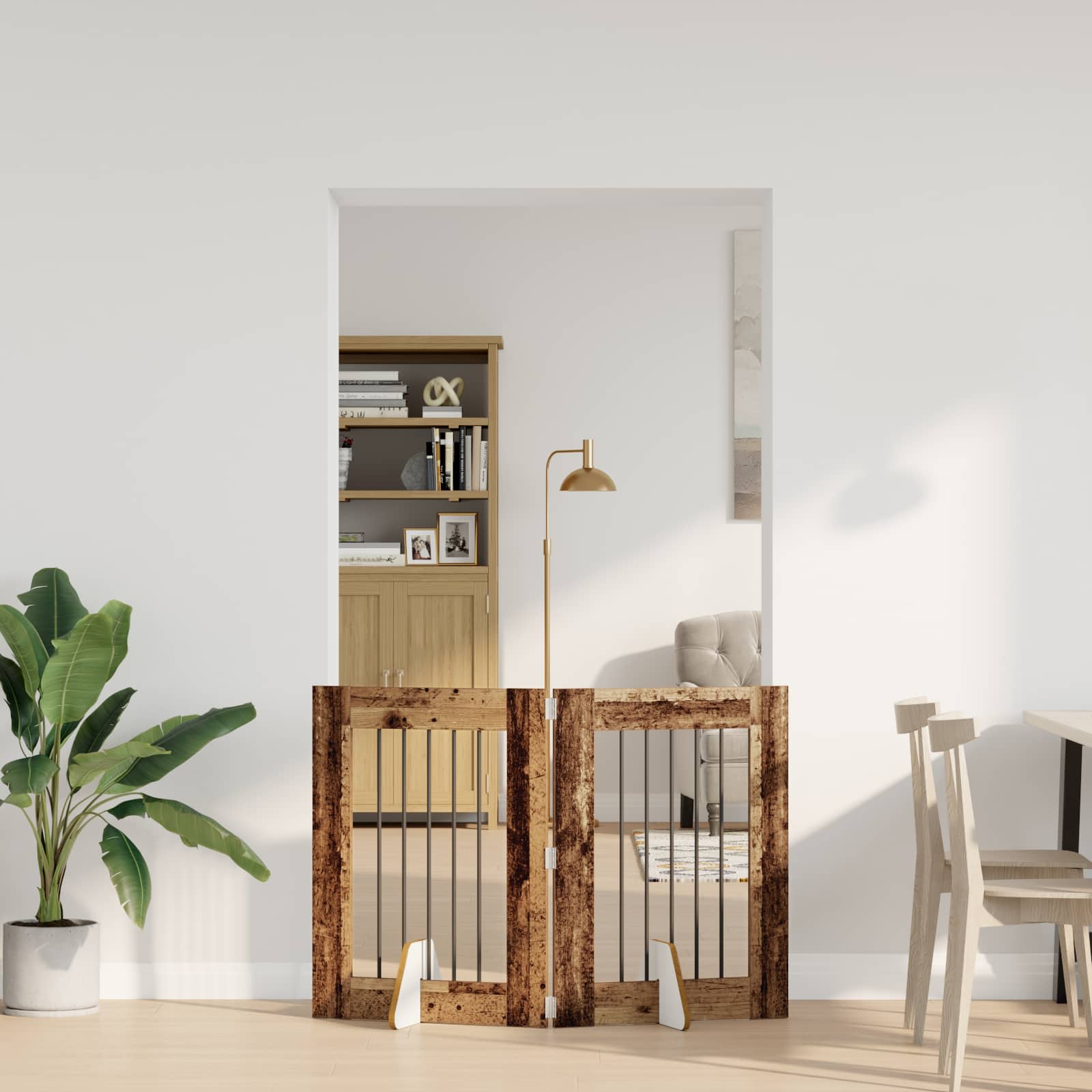 Vrata za pse s postoljem 2 pcs Staro drvo 60 x 80 cm