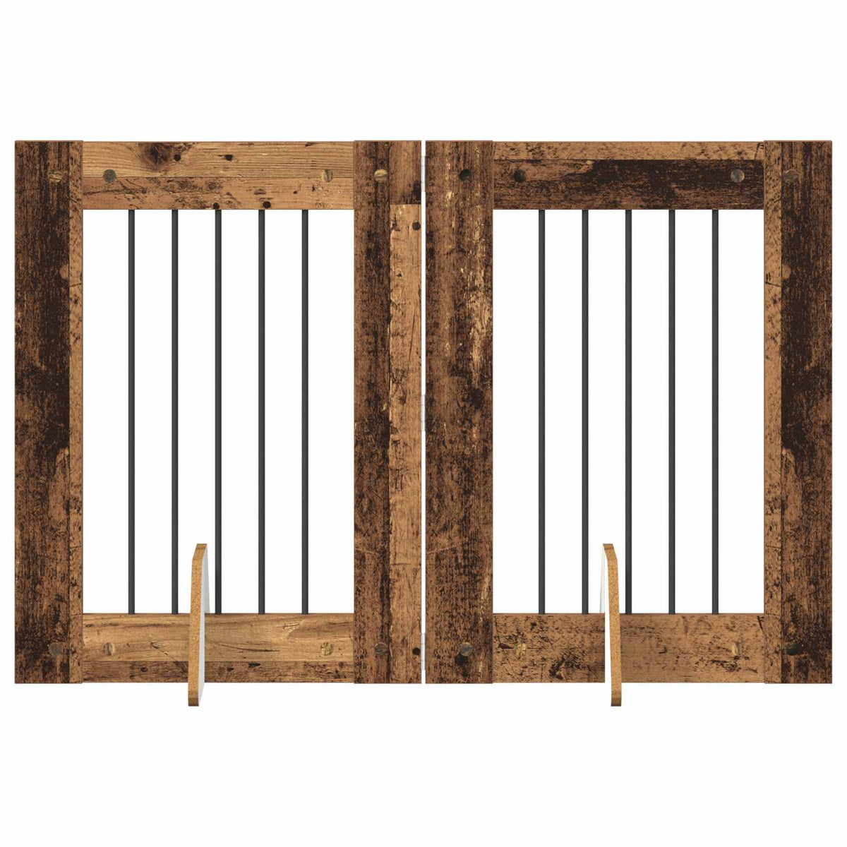 Vrata za pse s postoljem 2 pcs Staro drvo 60 x 80 cm