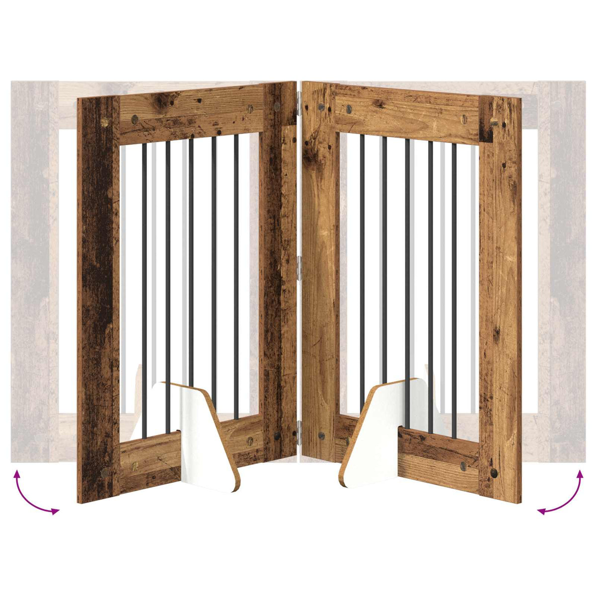 Vrata za pse s postoljem 2 pcs Staro drvo 60 x 80 cm