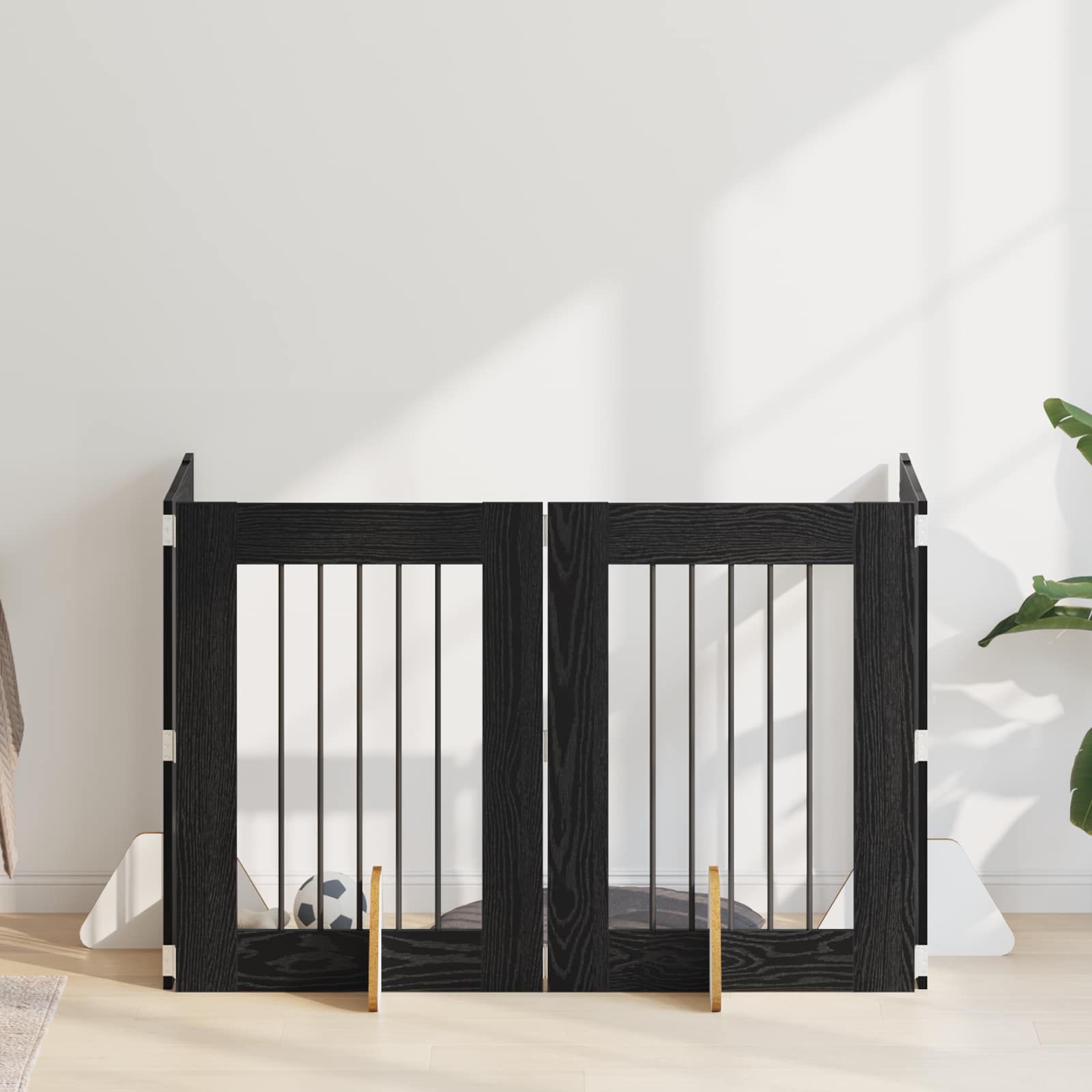 Vrata za pse s postoljem 4 pcs Crni hrast 60 x 80 cm