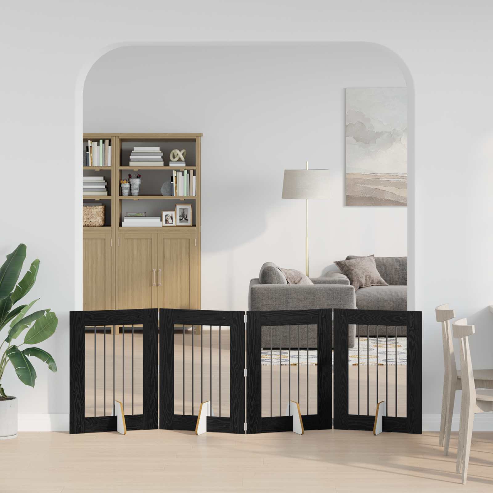 Vrata za pse s postoljem 4 pcs Crni hrast 60 x 80 cm