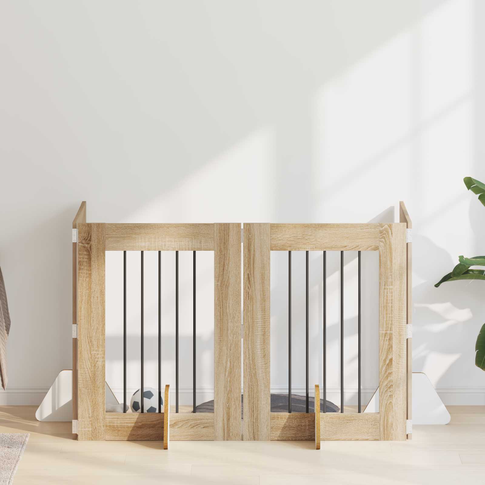 Vrata za pse s postoljem 4 pcs Hrast sonoma 60 x 80 cm