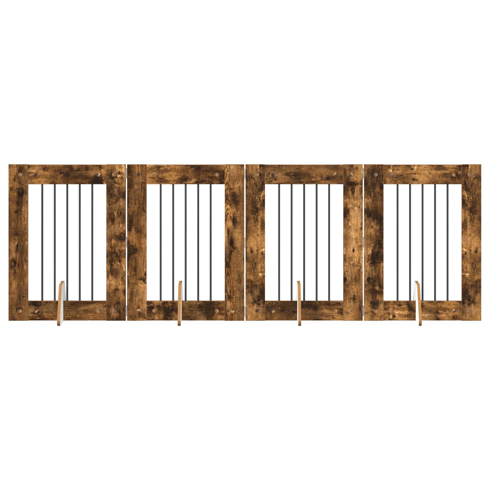 Vrata za pse s postoljem 4 pcs Dimljeni hrast 60 x 80 cm