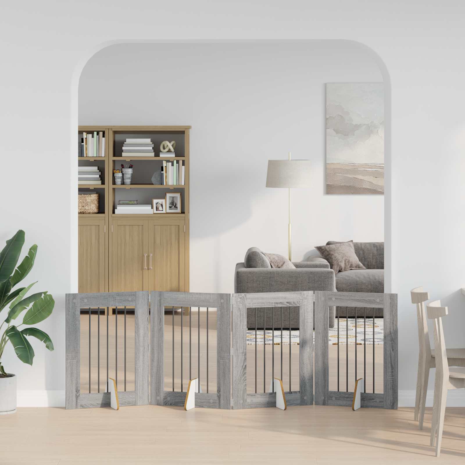 Vrata za pse s postoljem 4 pcs Siva sonoma 60 x 80 cm