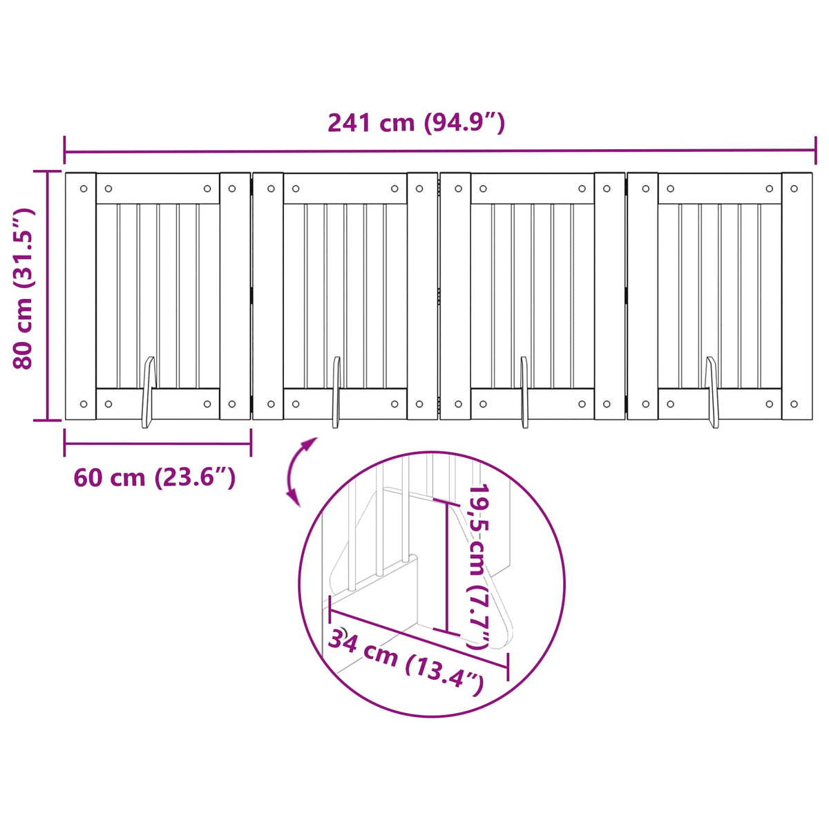 Vrata za pse s postoljem 4 pcs Siva sonoma 60 x 80 cm