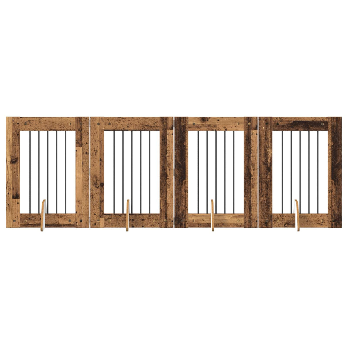 Vrata za pse s postoljem 4 pcs Staro drvo 60 x 80 cm