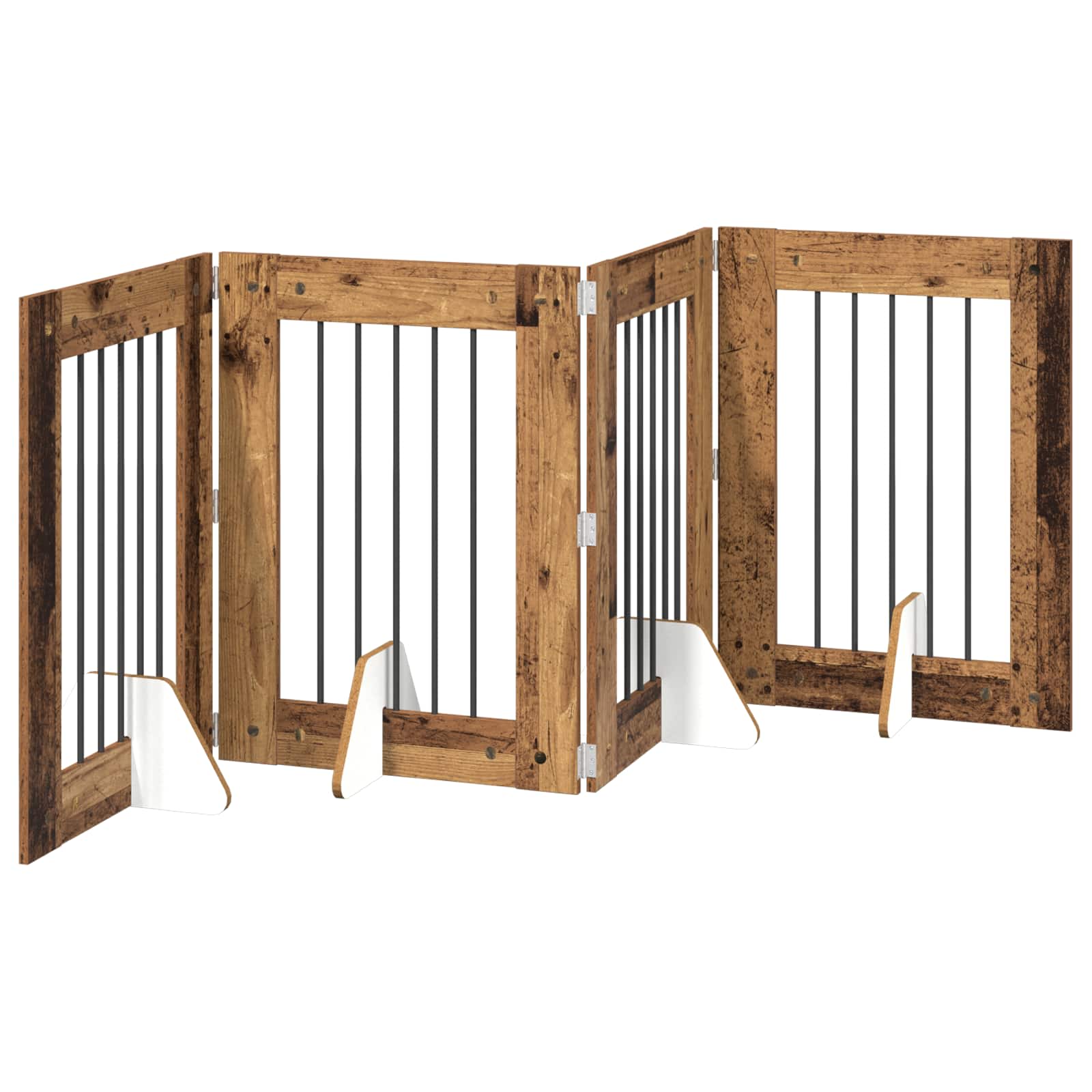 Vrata za pse s postoljem 4 pcs Staro drvo 60 x 80 cm